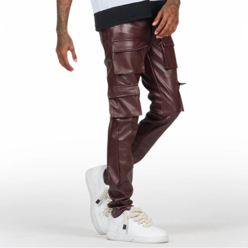 Rockstar Original Kap Burgundy Skinny Faux Leather Pants Men size 32 NWT